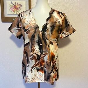 ⚡️NWT brown marbled blouse⚡️